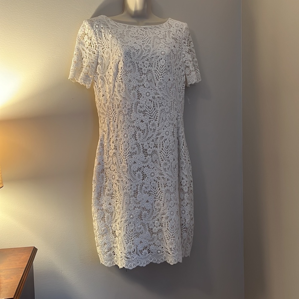 Ralph Lauren white lace midi dress